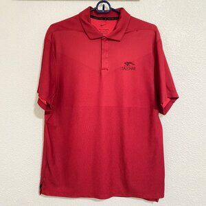 Nike Tiger Woods Mens Medium Red Polo DRI-Fit Golf Performance Salishan Club